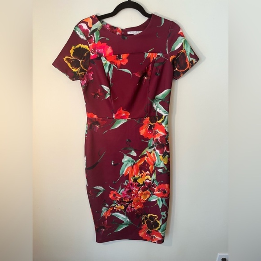 Alexia Admor Women's Dress Maroon with Floral pattern print Size Medium